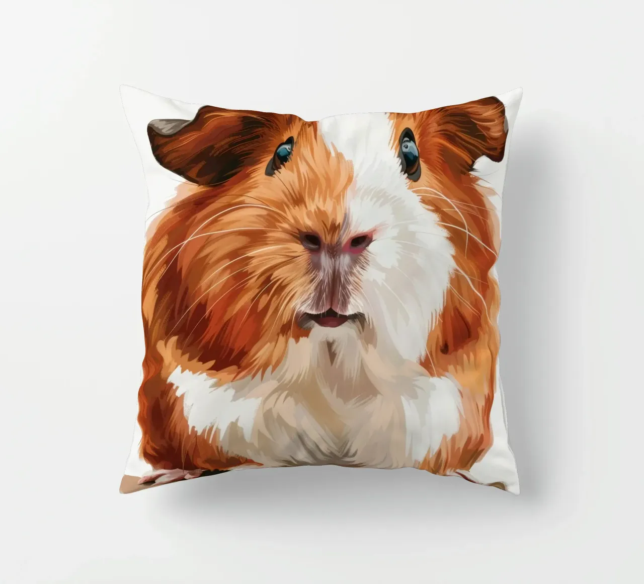Cute guinea pig sit calmly with bright eyes and detailed fur decorative cushion by DesignDoodle