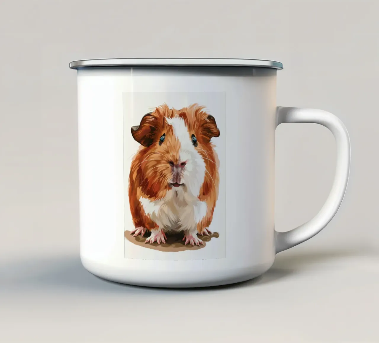 Schattige cavia zit rustig met heldere ogen en gedetailleerde vacht emaille mok van DesignDoodle