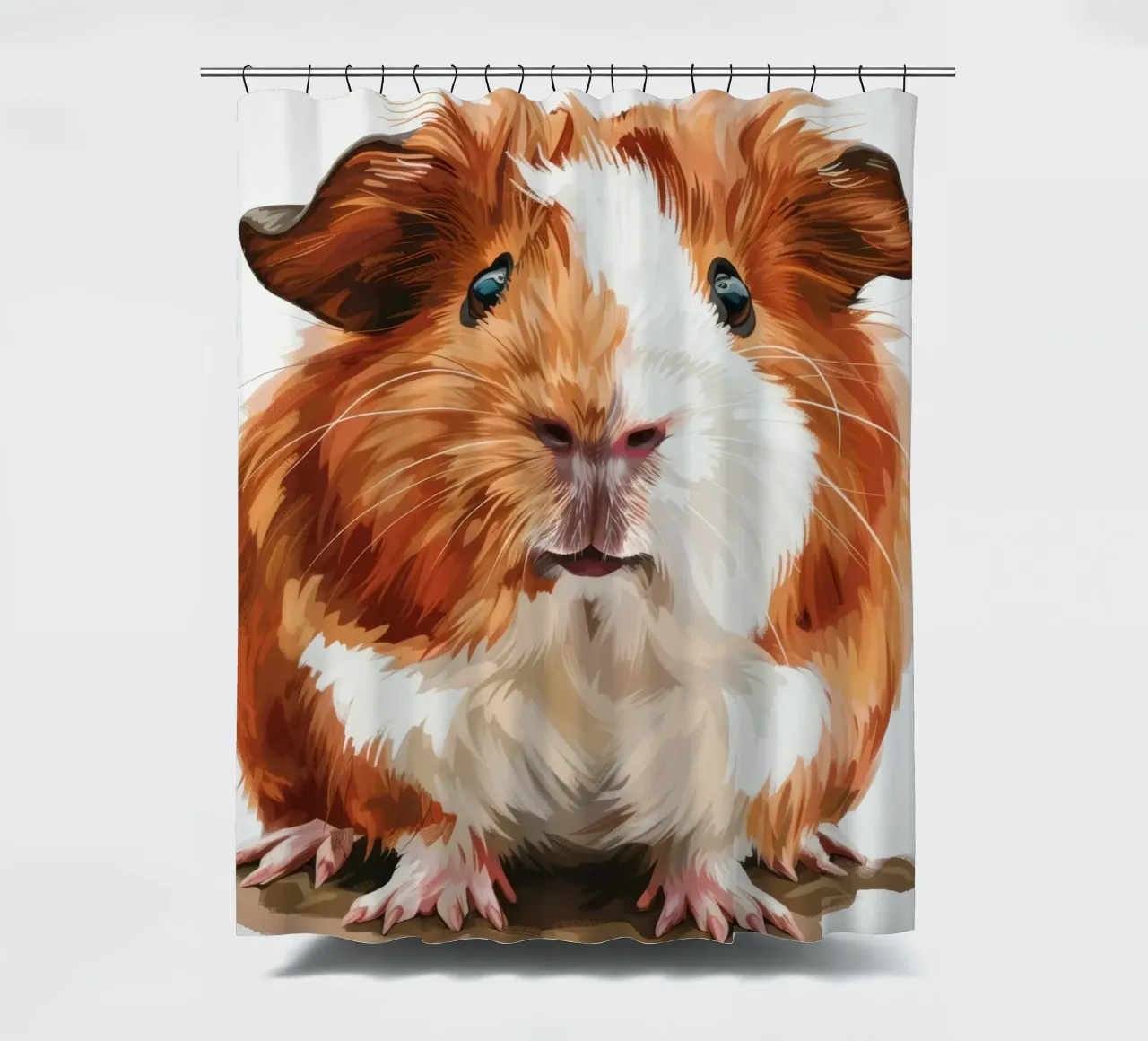 Cute guinea pig sit calmly with bright eyes and detailed fur shower curtain by DesignDoodle