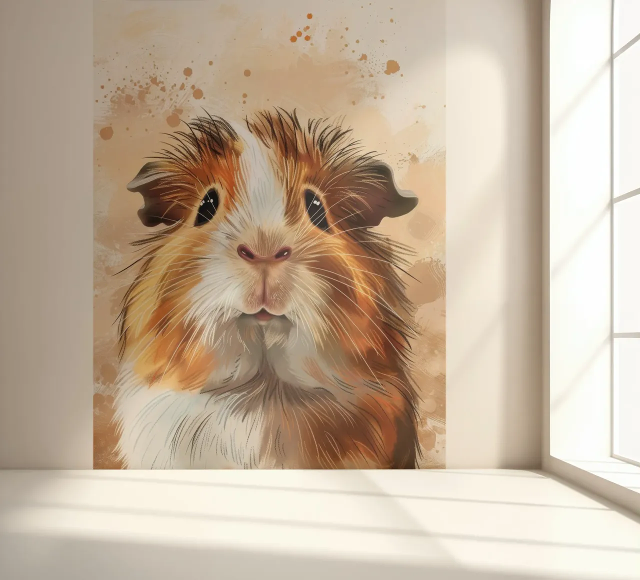 cochon d'Inde mignon aux yeux expressifs et à la texture de la fourrure papier peint photo de DesignDoodle