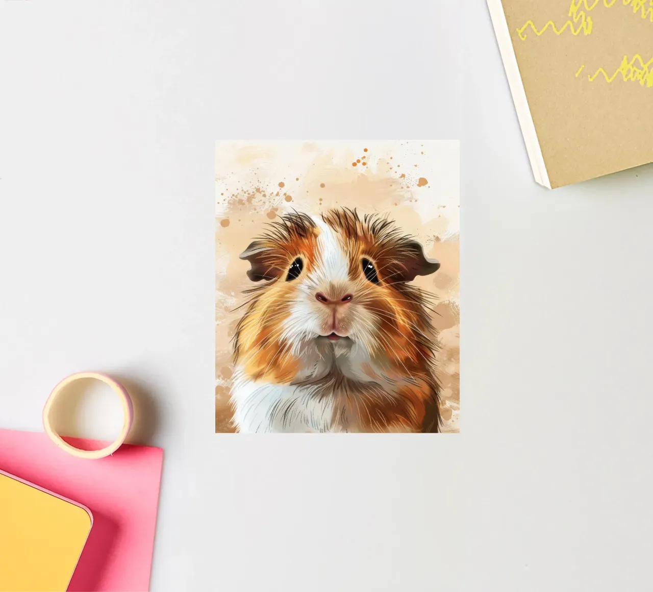 cute guinea pig with expressive eyes and fur texture sticker by DesignDoodle