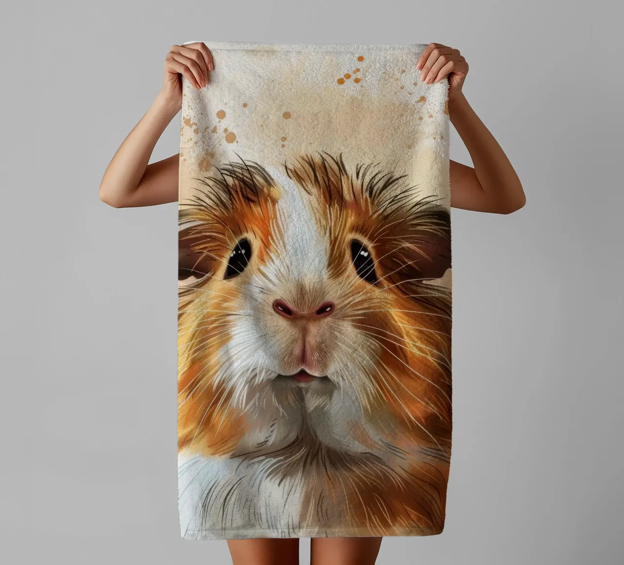 cochon d'Inde mignon aux yeux expressifs et à la texture de la fourrure serviette de bain de DesignDoodle