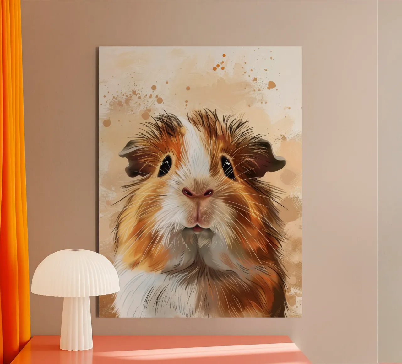 cute guinea pig with expressive eyes and fur texture alu-dibond by DesignDoodle