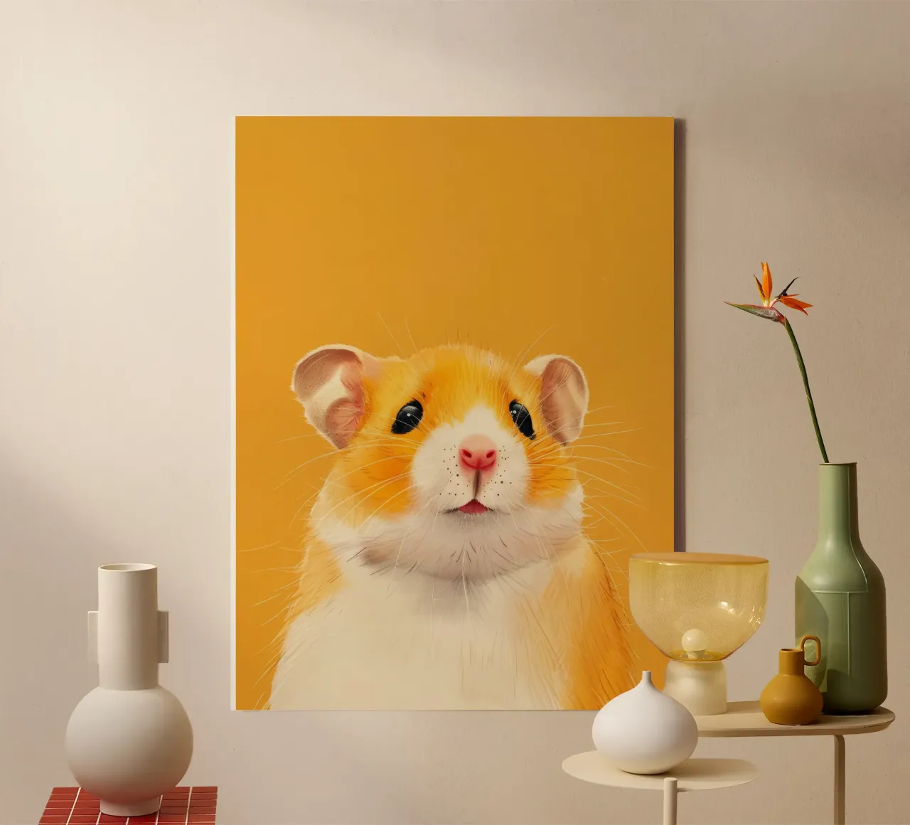 Hamster with orange fur and expressive eyes canvas by DesignDoodle