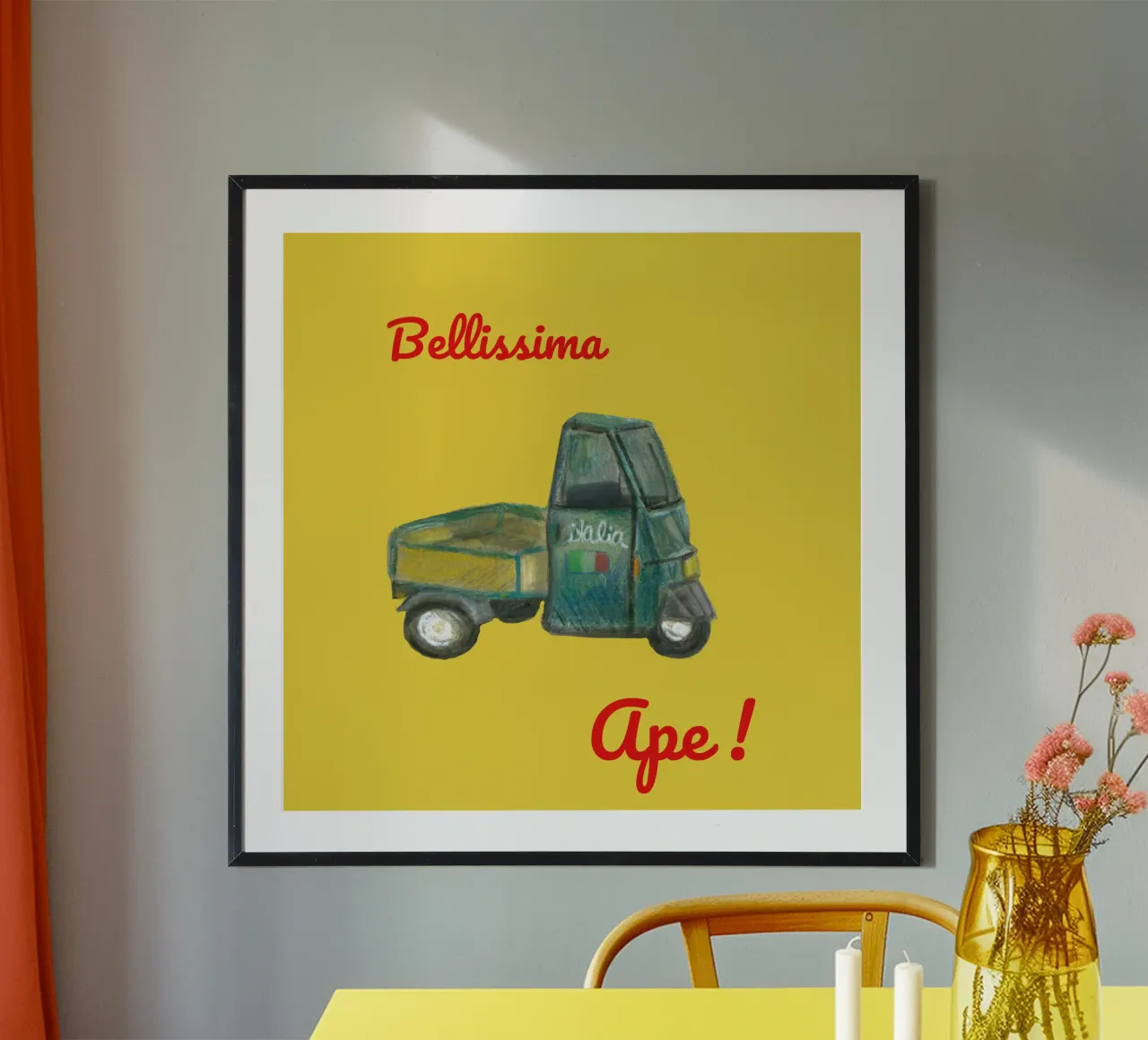 Ape Italia Poster mit Kunststoffrahmen von Nica Colorie