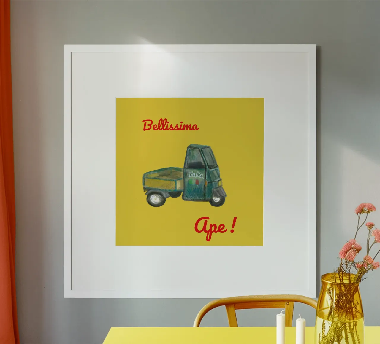 Ape Italia Poster mit Kunststoffrahmen von Nica Colorie