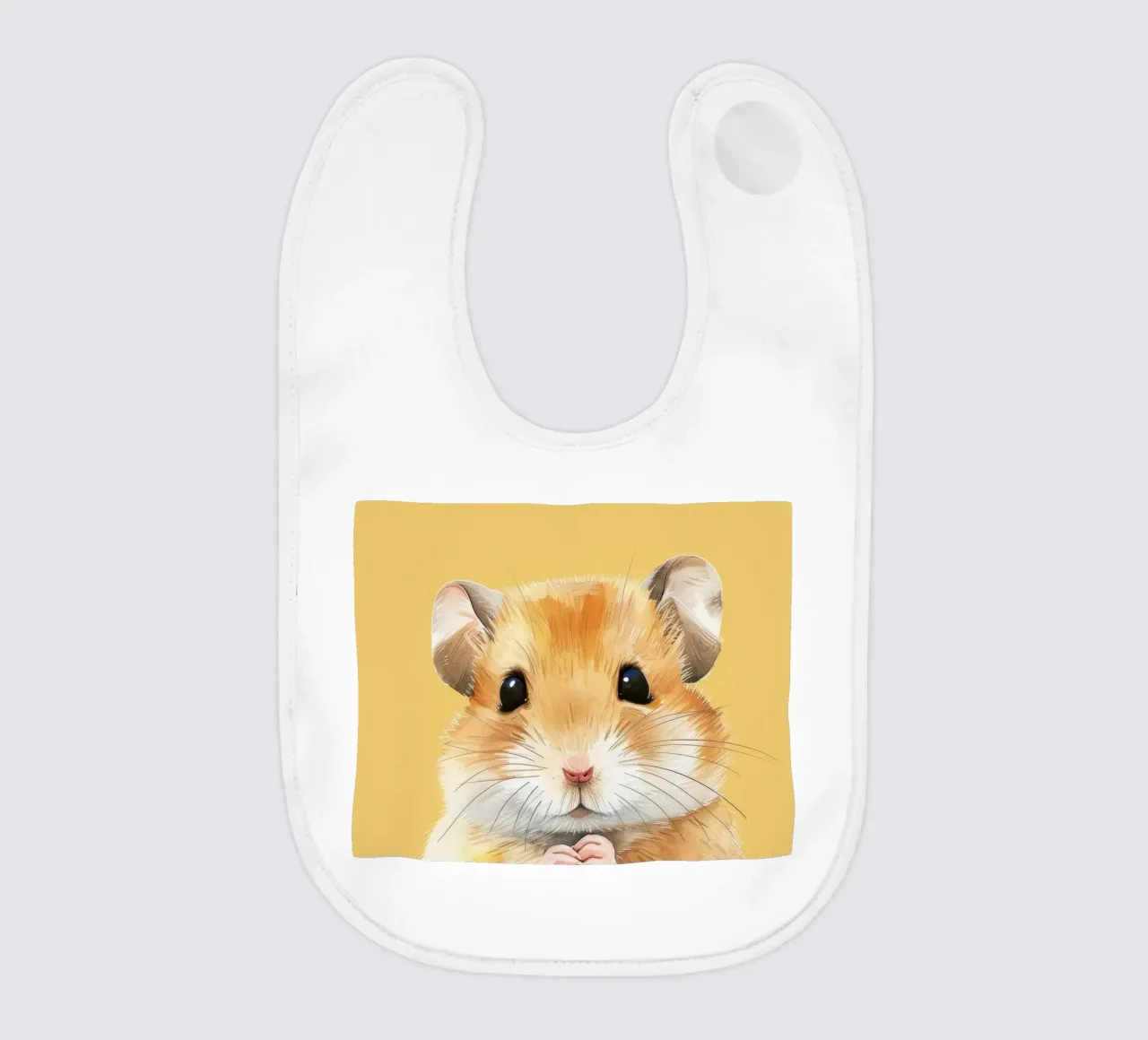 Simpatico criceto dalla soffice pelliccia dorata che tiene le piccole zampe in mano bavaglino da DesignDoodle