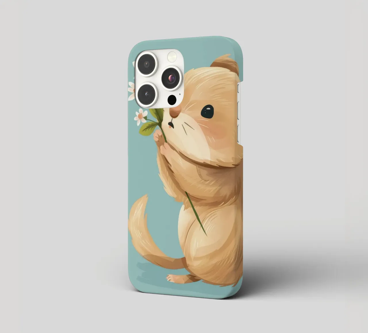 Piccola creatura che tiene in mano un fiore con un'espressione gentile cover iphone da DesignDoodle