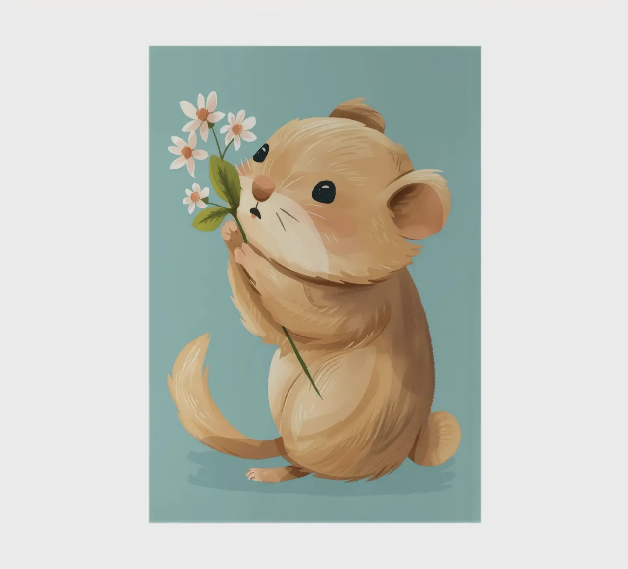Piccola creatura che tiene in mano un fiore con un'espressione gentile diario da DesignDoodle