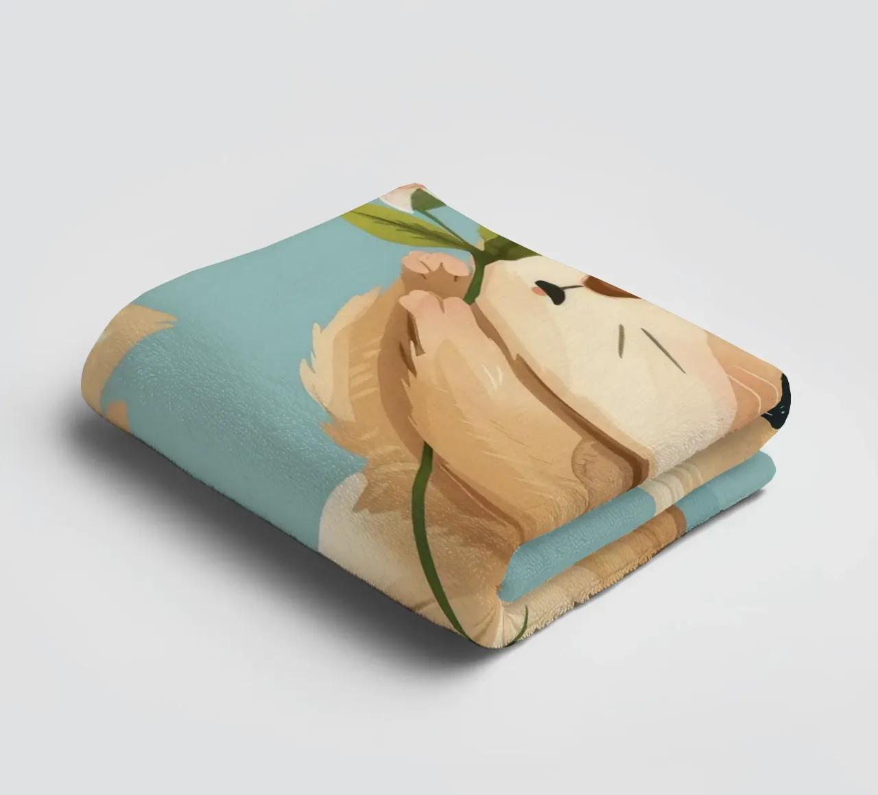 Piccola creatura che tiene in mano un fiore con un'espressione gentile asciugamano da bagno da DesignDoodle