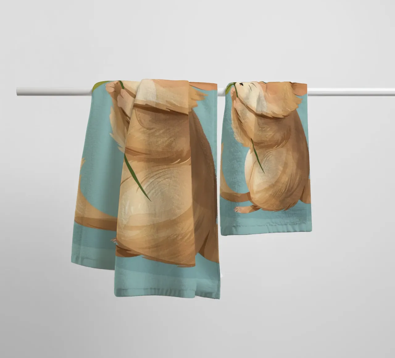 Piccola creatura che tiene in mano un fiore con un'espressione gentile asciugamano da bagno da DesignDoodle