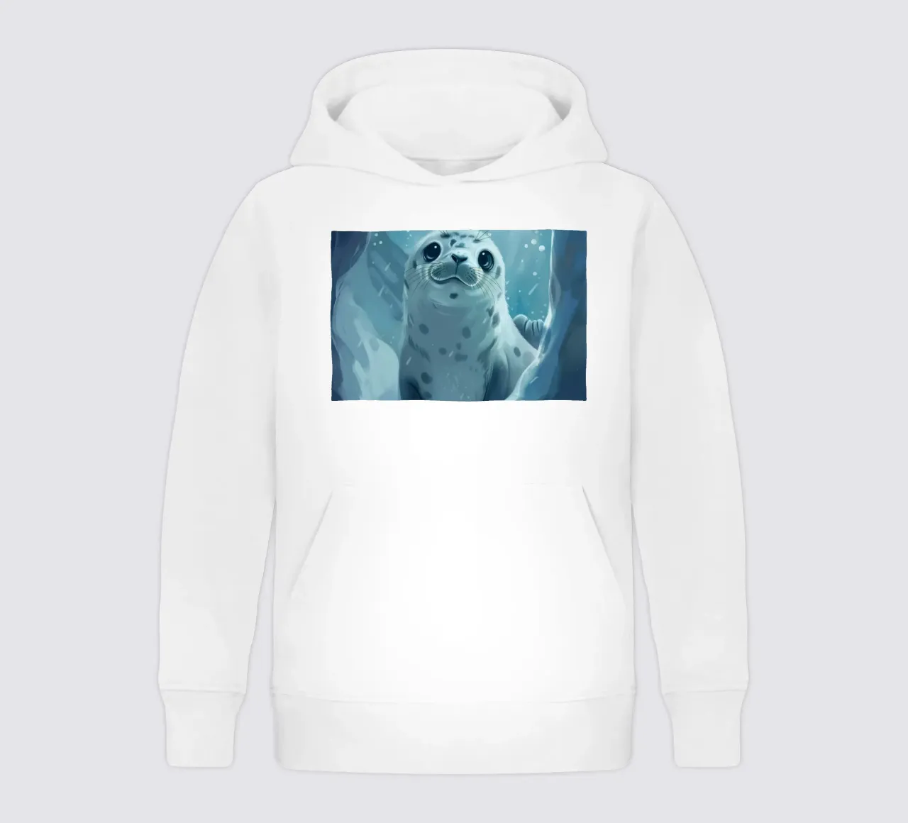 Un cachorro de foca explora una cueva submarina en un océano helado sudadera con capucha para niño de DesignDoodle