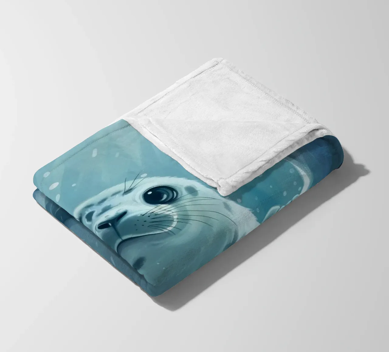 Un cucciolo di foca esplora una grotta sottomarina in un oceano gelido coperta in pile da DesignDoodle