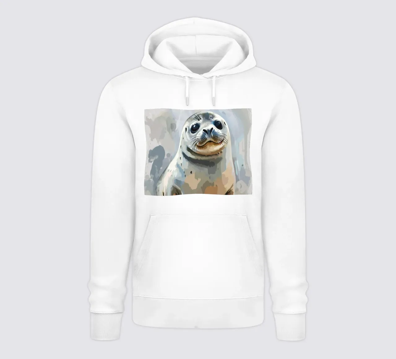 Seal resting on the shore with soft textures and neutral art hoodie by DesignDoodle