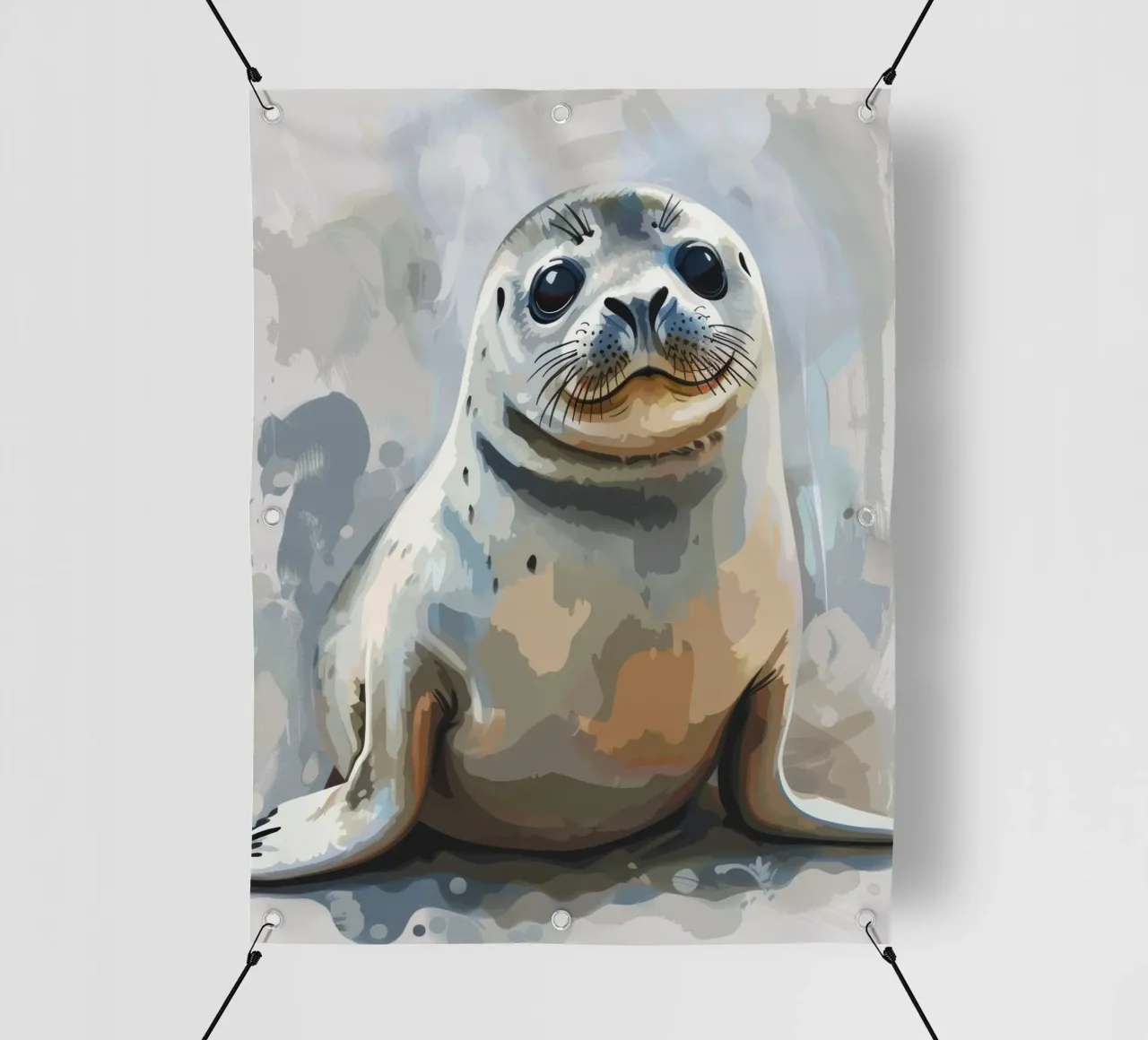 Seal resting on the shore with soft textures and neutral art pvc cover by DesignDoodle