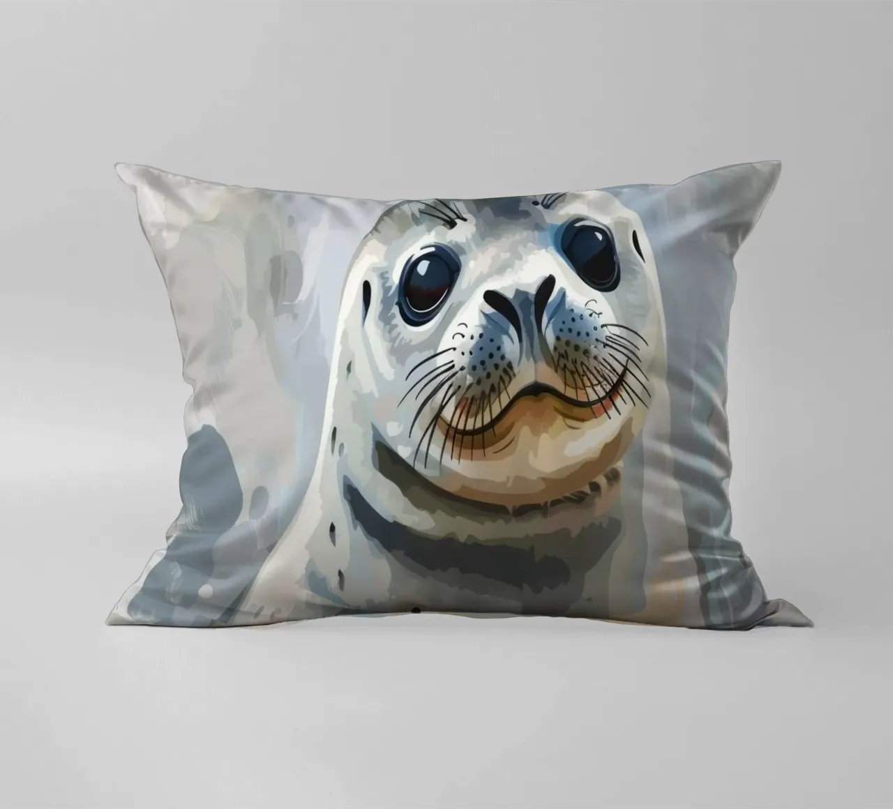 Seal resting on the shore with soft textures and neutral art decorative cushion by DesignDoodle