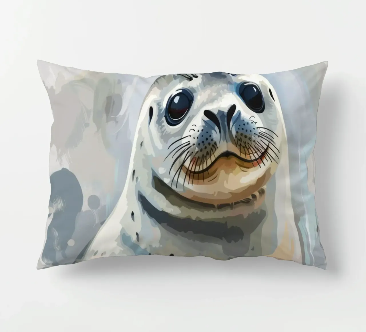 Seal resting on the shore with soft textures and neutral art decorative cushion by DesignDoodle