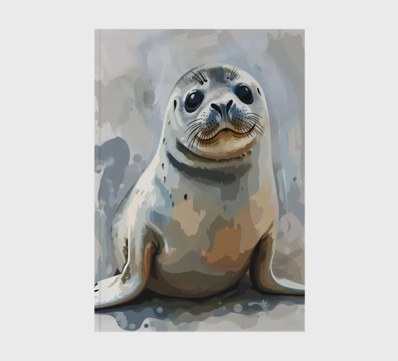 Seal resting on the shore with soft textures and neutral art notebook by DesignDoodle