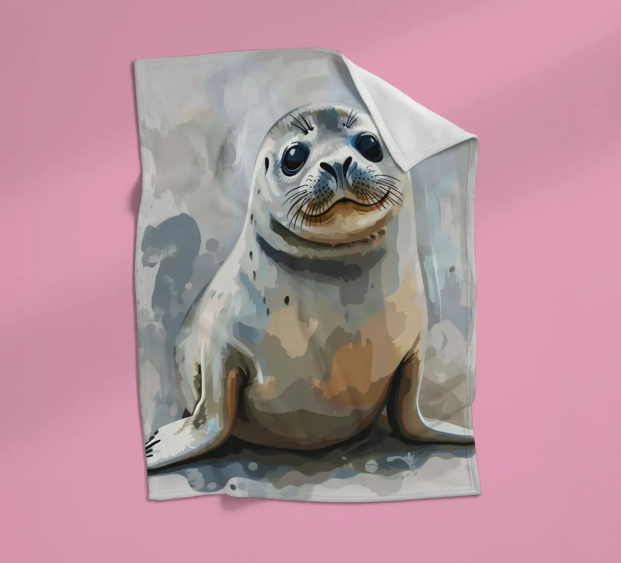 Seal resting on the shore with soft textures and neutral art fleece blanket by DesignDoodle
