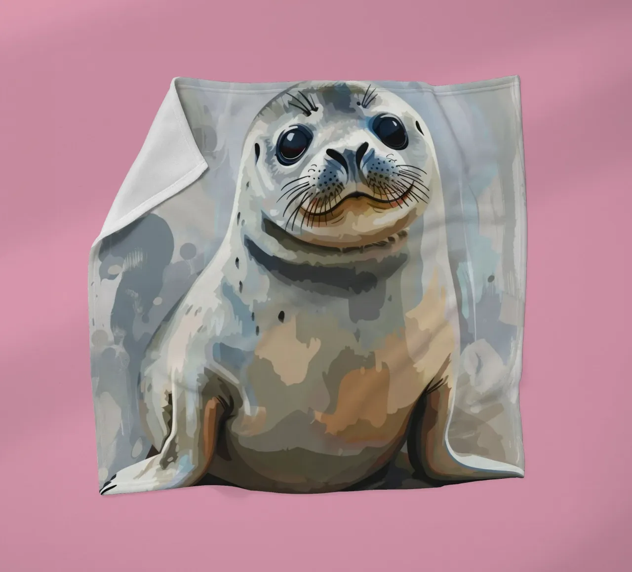 Seal resting on the shore with soft textures and neutral art fleece blanket by DesignDoodle