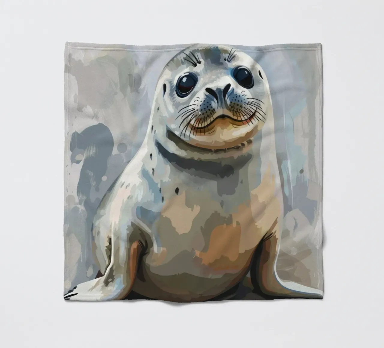 Seal resting on the shore with soft textures and neutral art fleece blanket by DesignDoodle