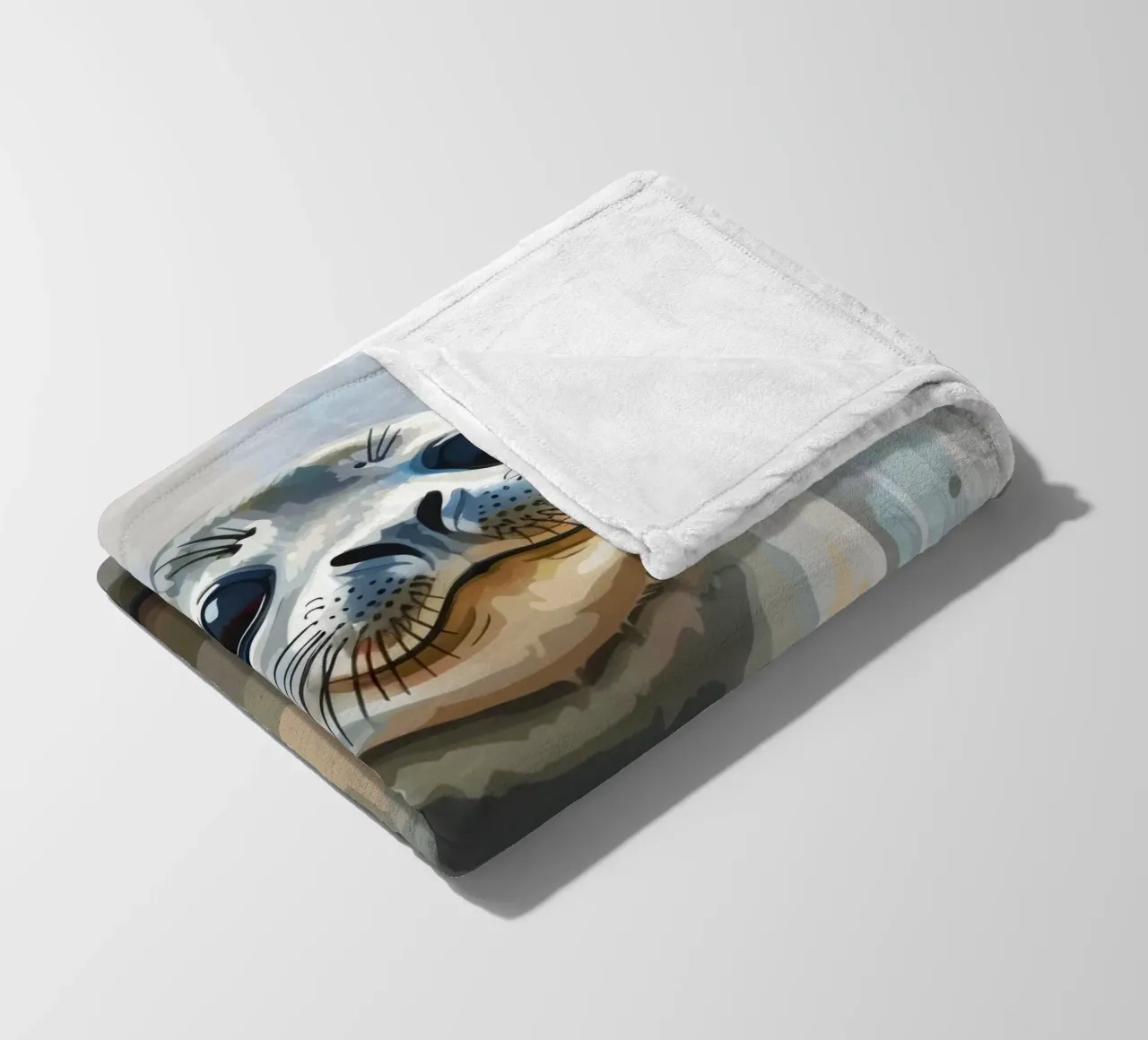Seal resting on the shore with soft textures and neutral art fleece blanket by DesignDoodle