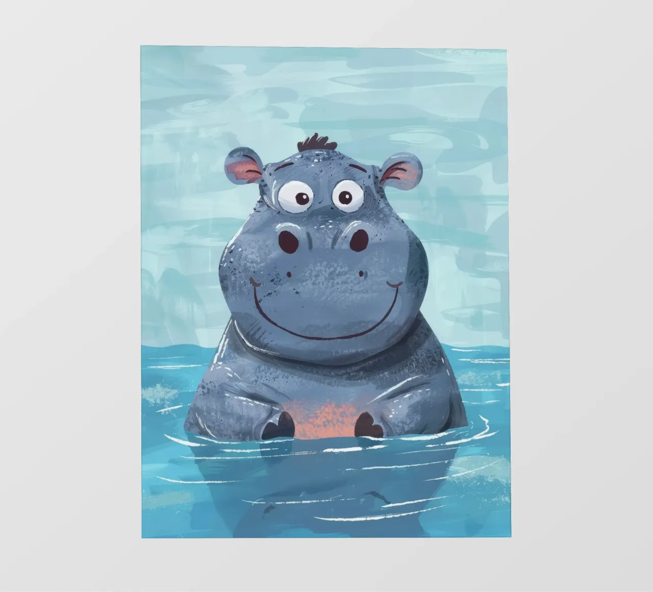 Ippopotamo felice che si gode un momento di gioco nell'acqua limpida telo in pvc da DesignDoodle