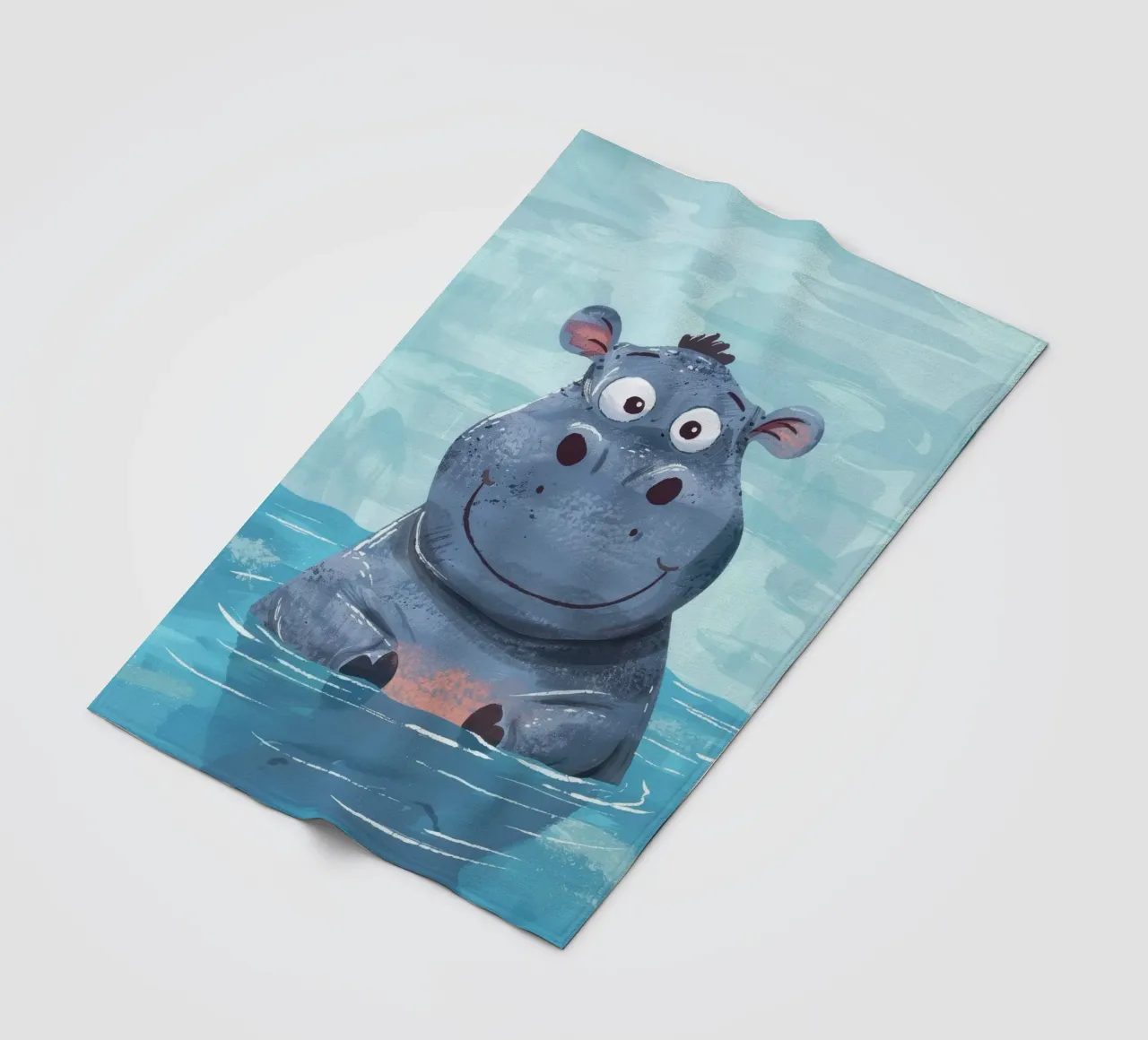 Ippopotamo felice che si gode un momento di gioco nell'acqua limpida coperta in pile da DesignDoodle