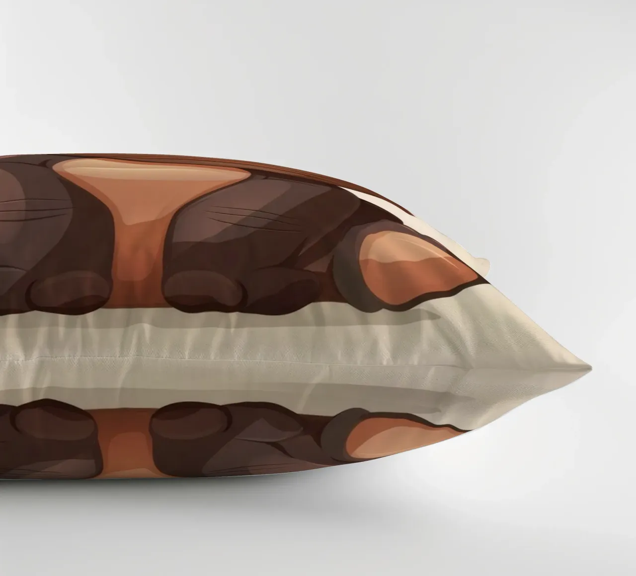 Simpatico ippopotamo dei cartoni animati seduto con espressione tranquilla, cuscino da DesignDoodle