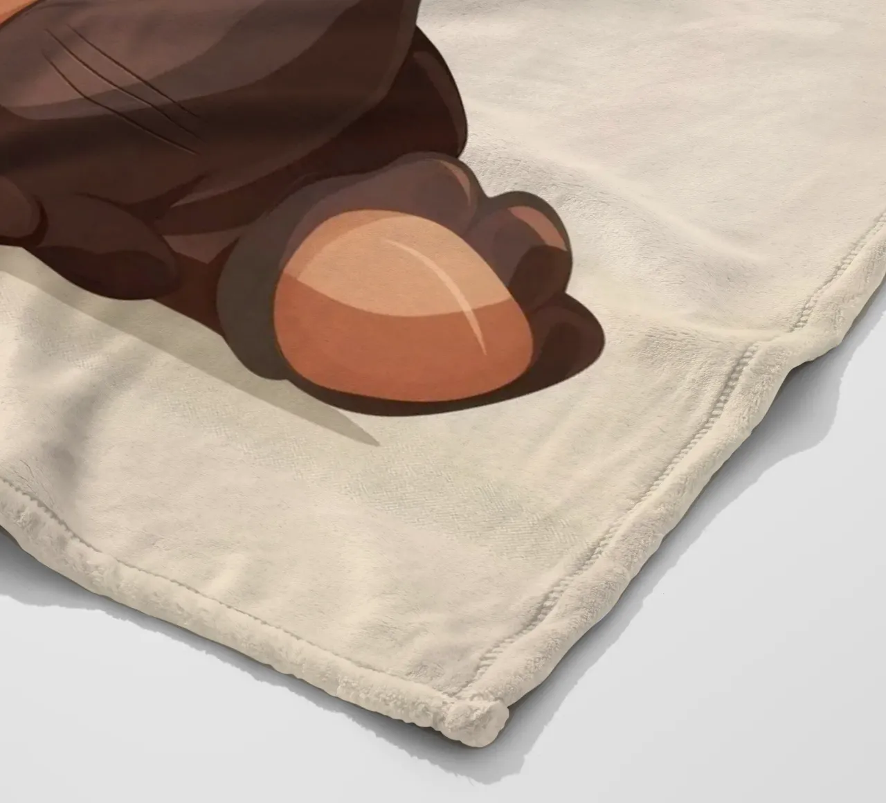 Simpatico ippopotamo dei cartoni animati seduto con espressione tranquilla, coperta in pile da DesignDoodle