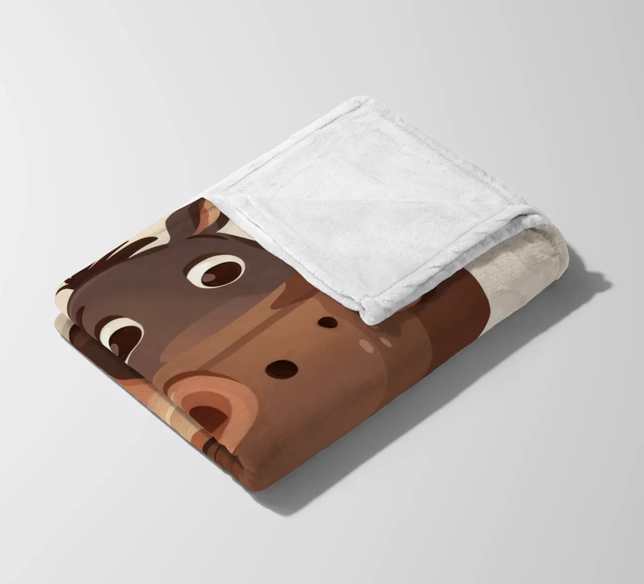 Simpatico ippopotamo dei cartoni animati seduto con espressione tranquilla, coperta in pile da DesignDoodle
