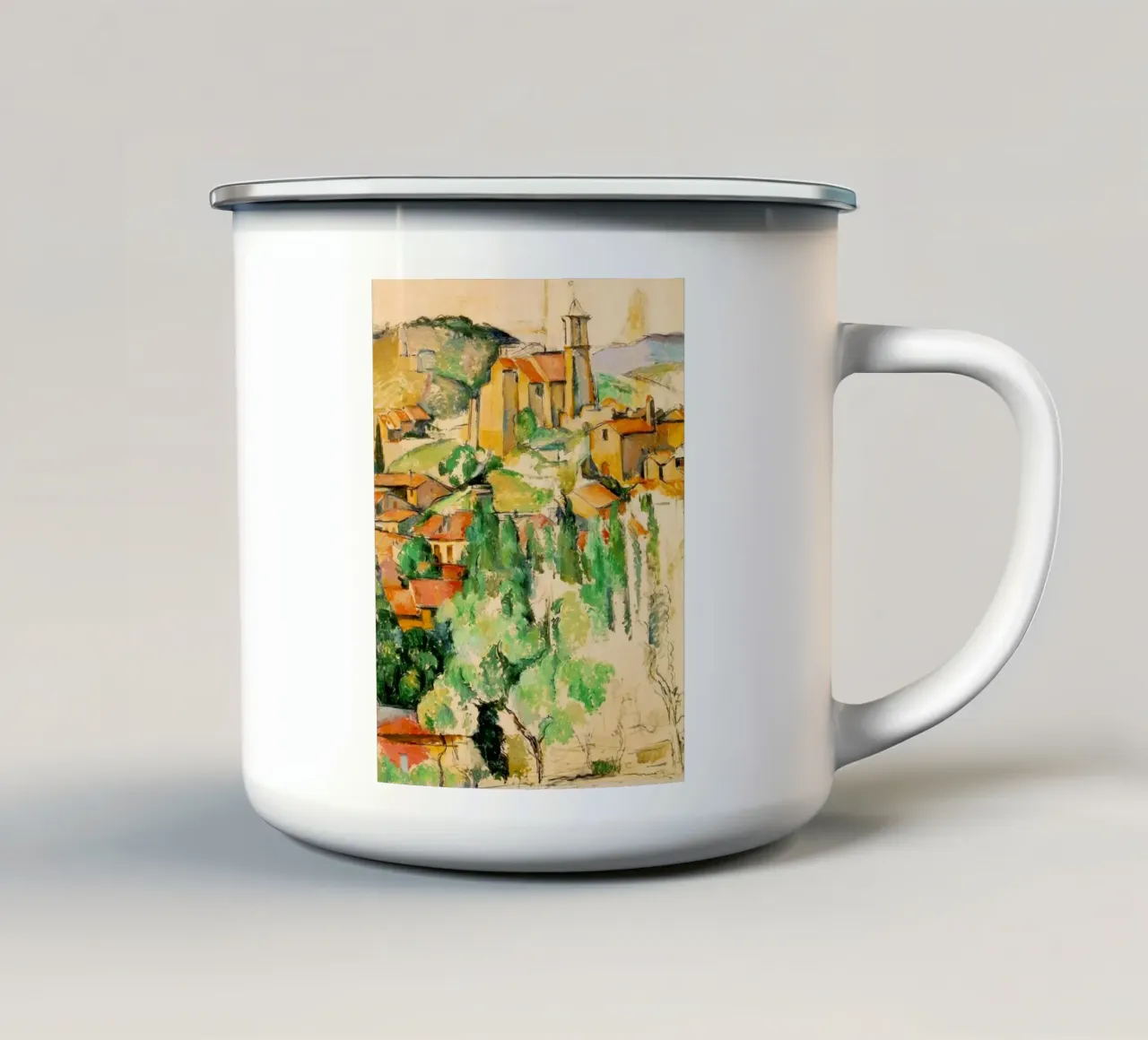 bellissimo villaggio in collina tazza in smalto da rewin shop