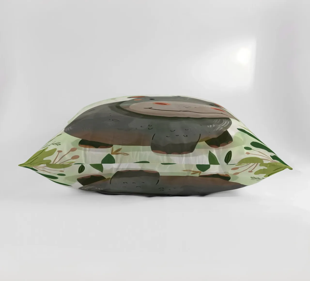 Allegro ippopotamo animato circondato da foglie cuscino da DesignDoodle