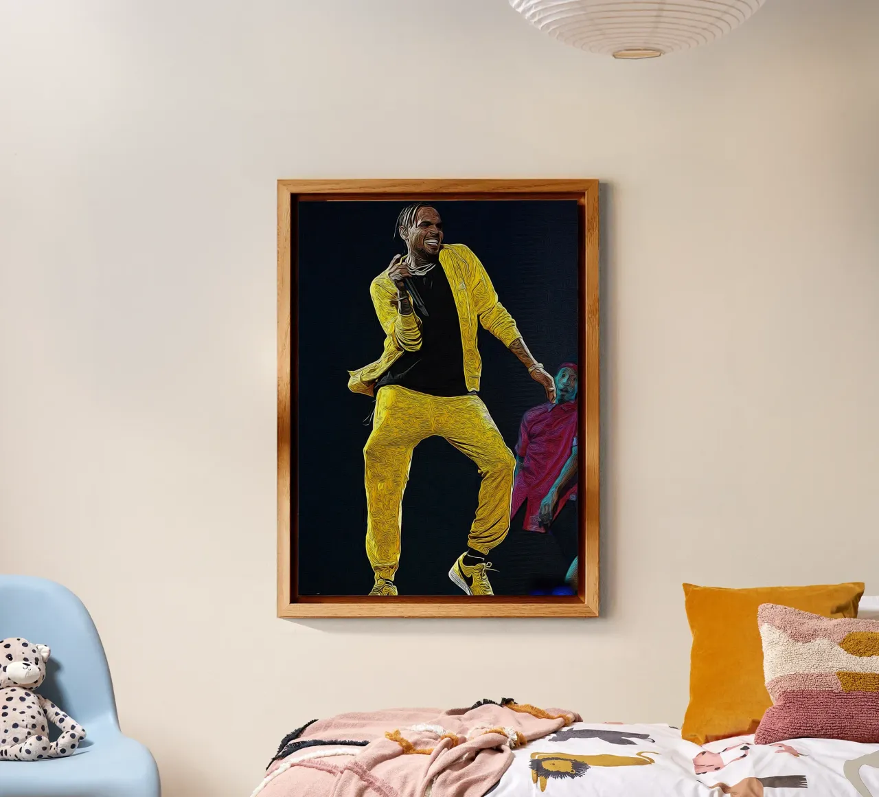 Chris Brown Golden Groove in Motion alluminio dibond da singpentinksale