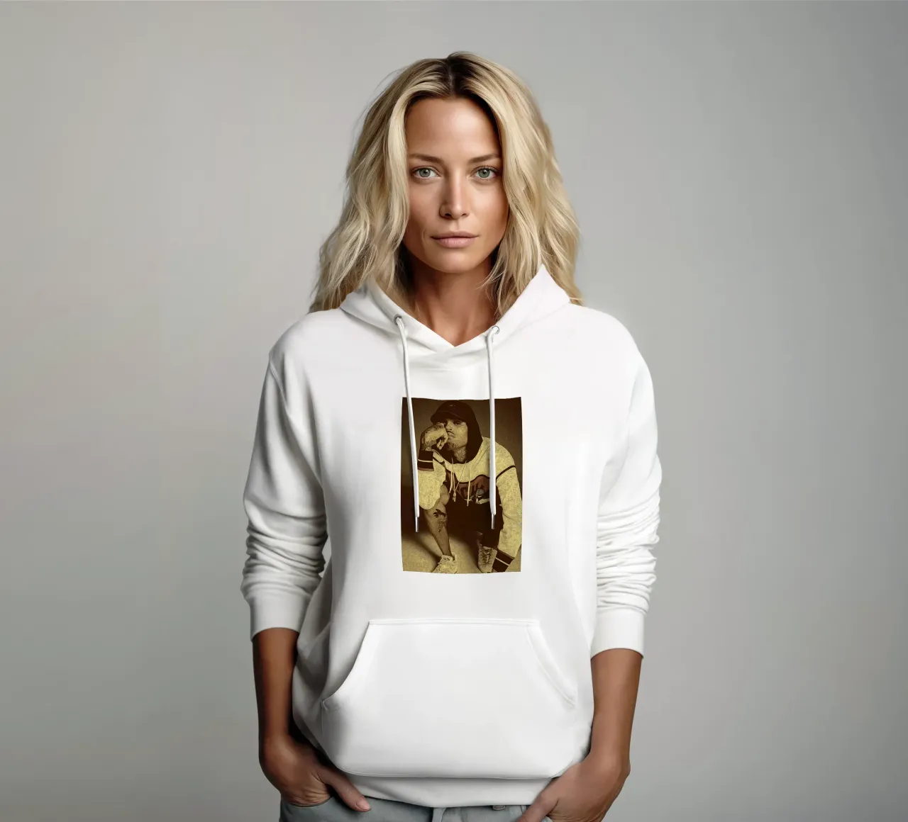 Ritratto retrò Chris Brown felpa con cappuccio da singpentinksale