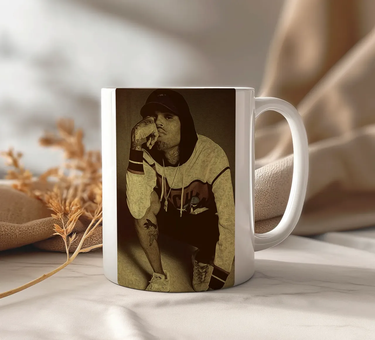 Ritratto retrò Chris Brown tazza in ceramica da singpentinksale