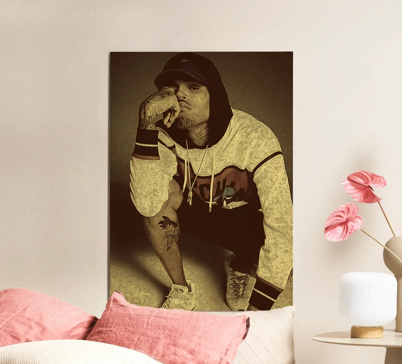 Ritratto retrò Chris Brown carta hahnemühle da singpentinksale
