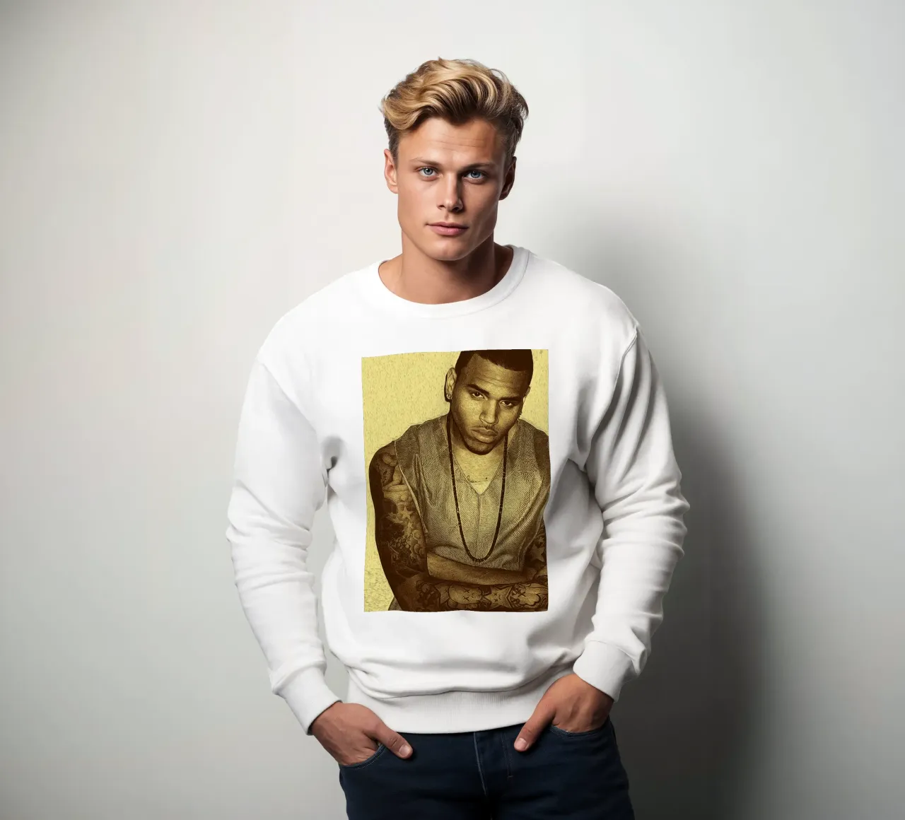 Chris Brown elegante e stoico retrò felpa da singpentinksale