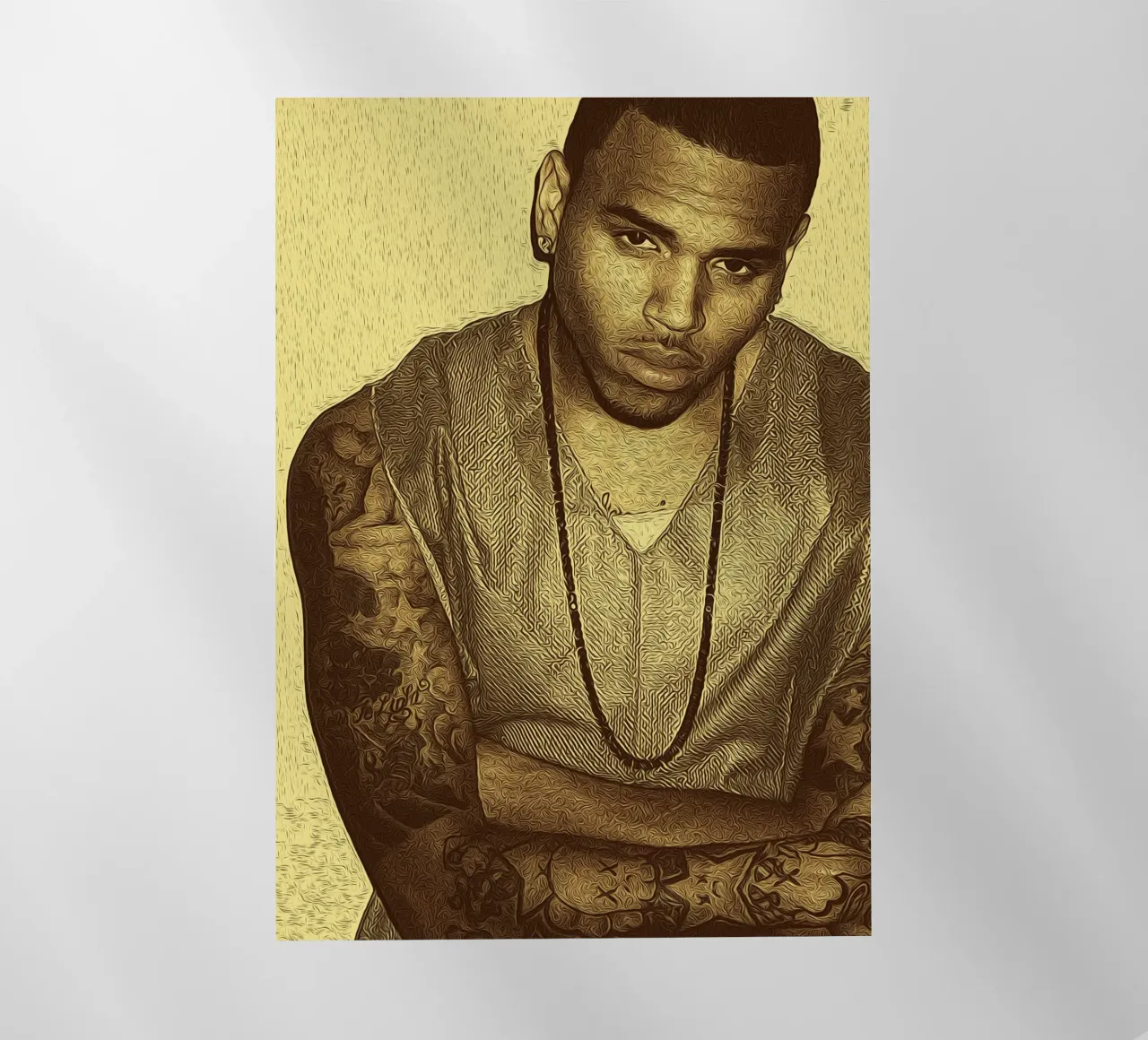 Chris Brown elegante e stoico retrò pellicola backlit da singpentinksale