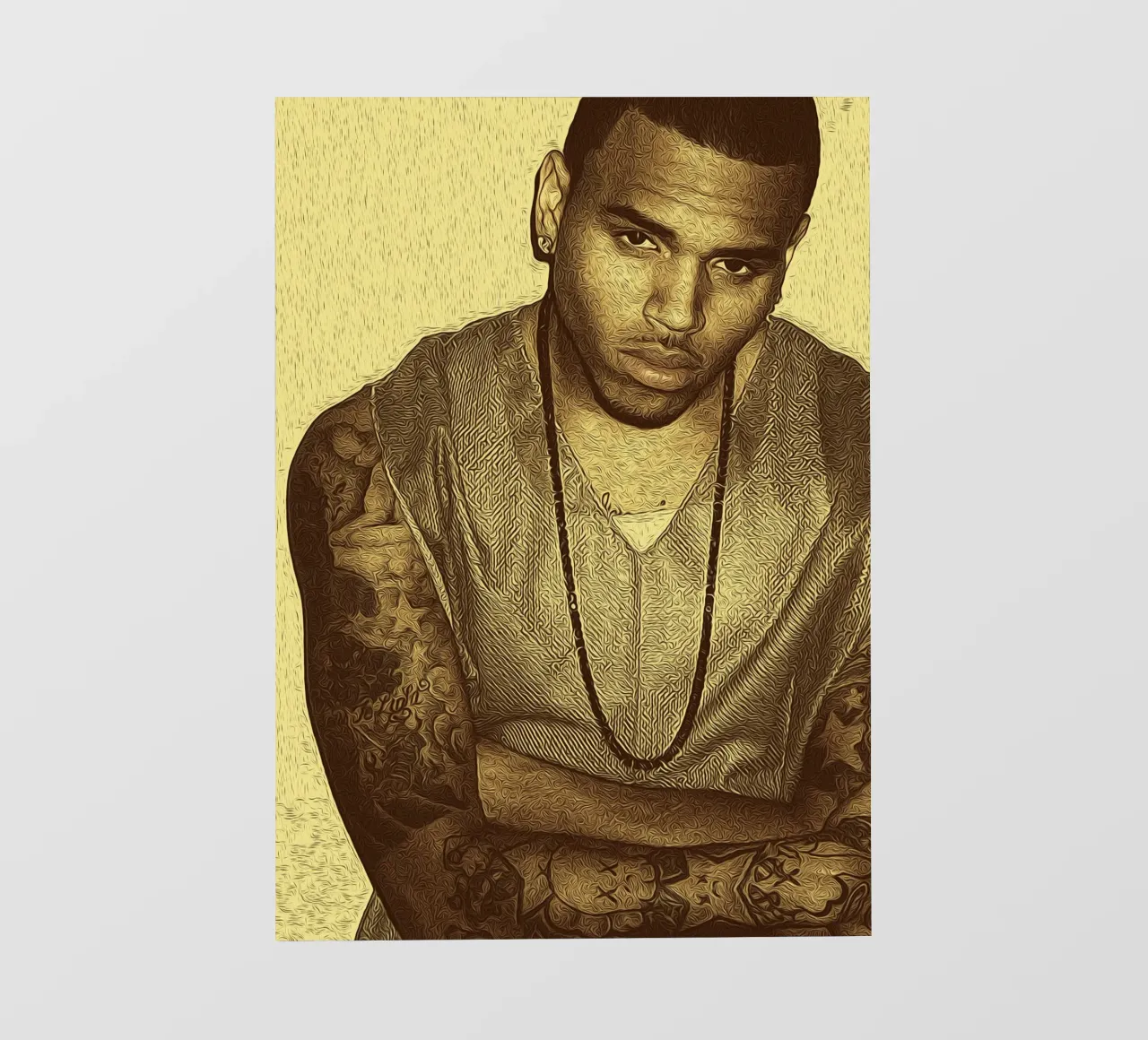 Chris Brown elegante e stoico retrò pellicola backlit da singpentinksale
