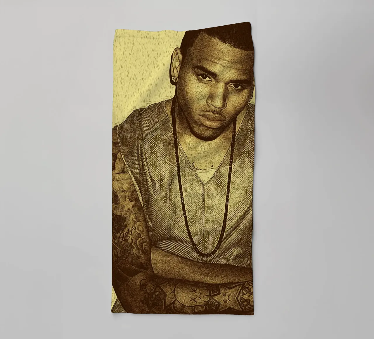 Chris Brown elegante e stoico retrò asciugamano da bagno da singpentinksale