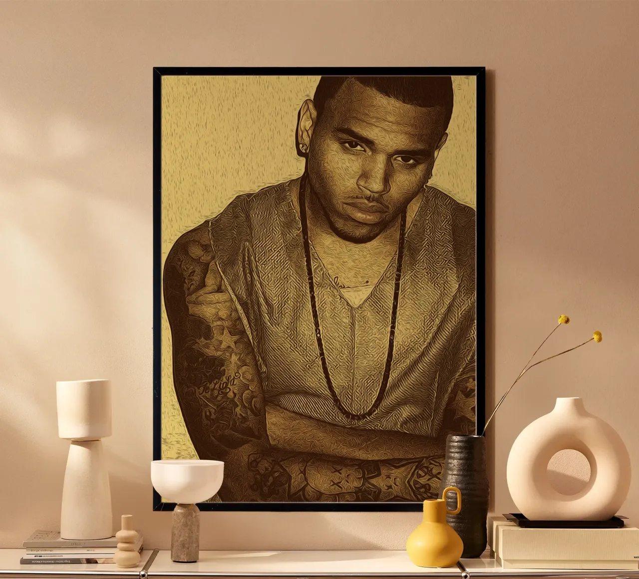Chris Brown elegante e stoico retrò carta hahnemühle da singpentinksale