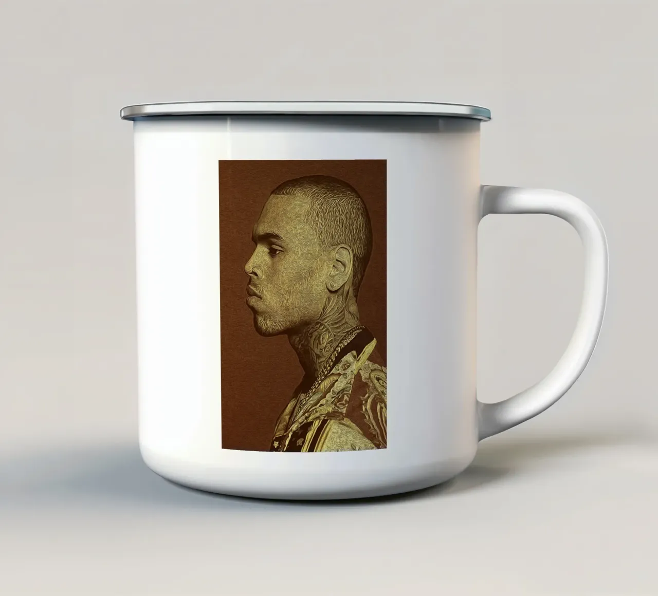 iconico Chris Brown tazza in smalto da singpentinksale