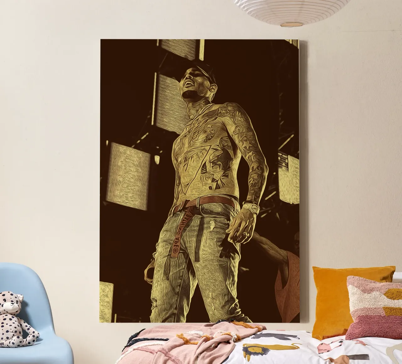 Chris Brown sul palco tela con Cornice a cassetta da singpentinksale