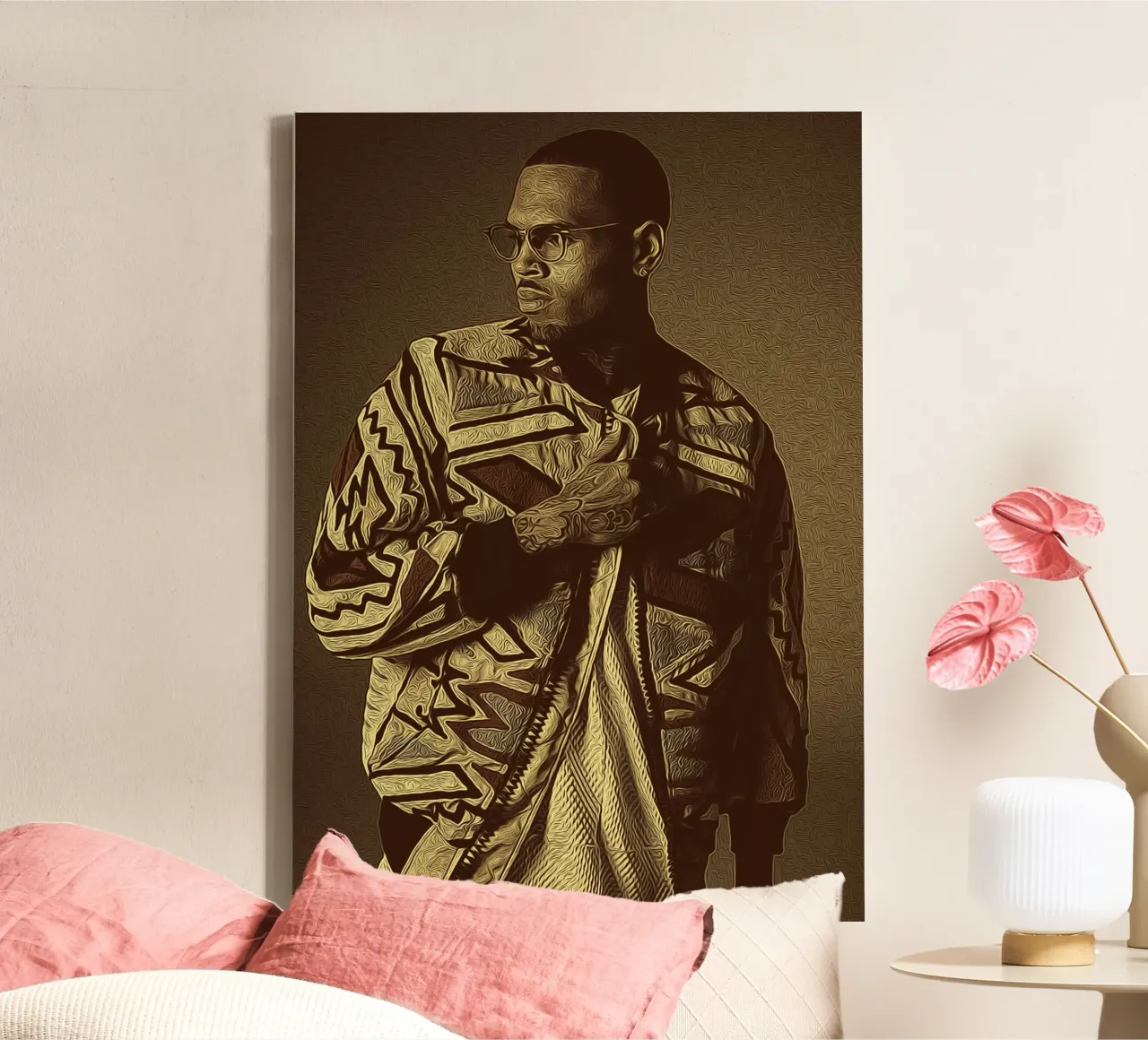 Chris Brown icono de la moda lienzo con Marco flotante de singpentinksale