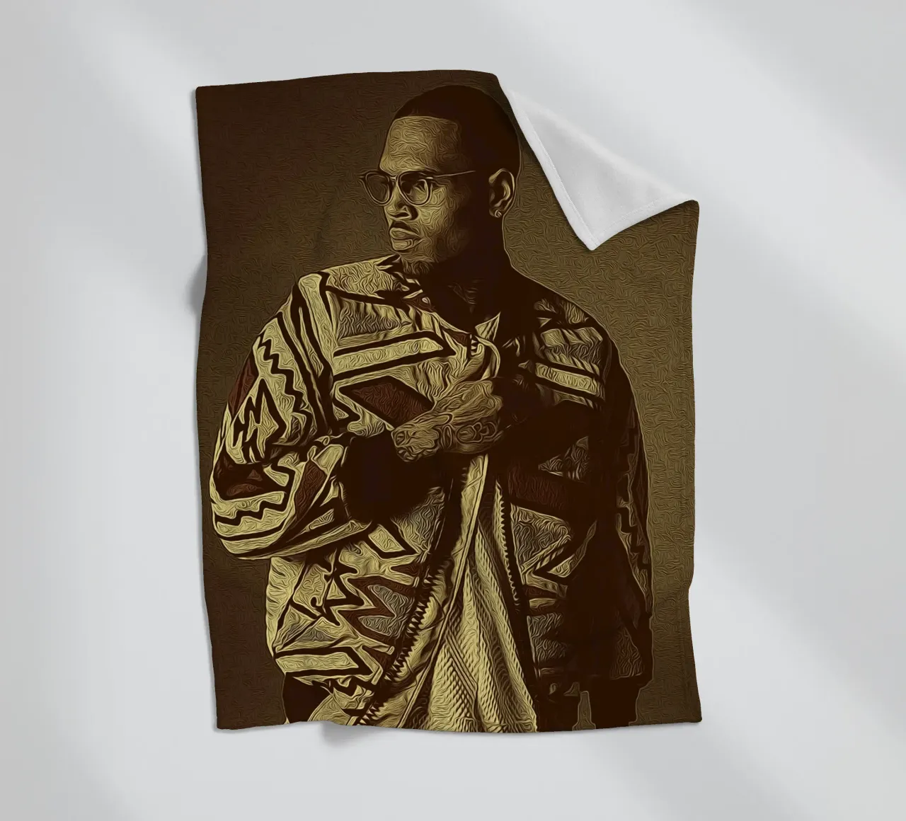 Chris Brown icona della moda coperta in pile da singpentinksale