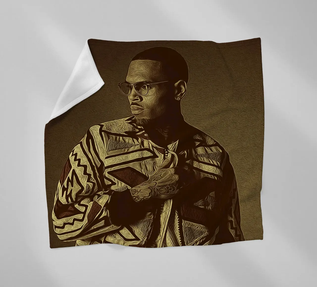 Chris Brown icona della moda coperta in pile da singpentinksale
