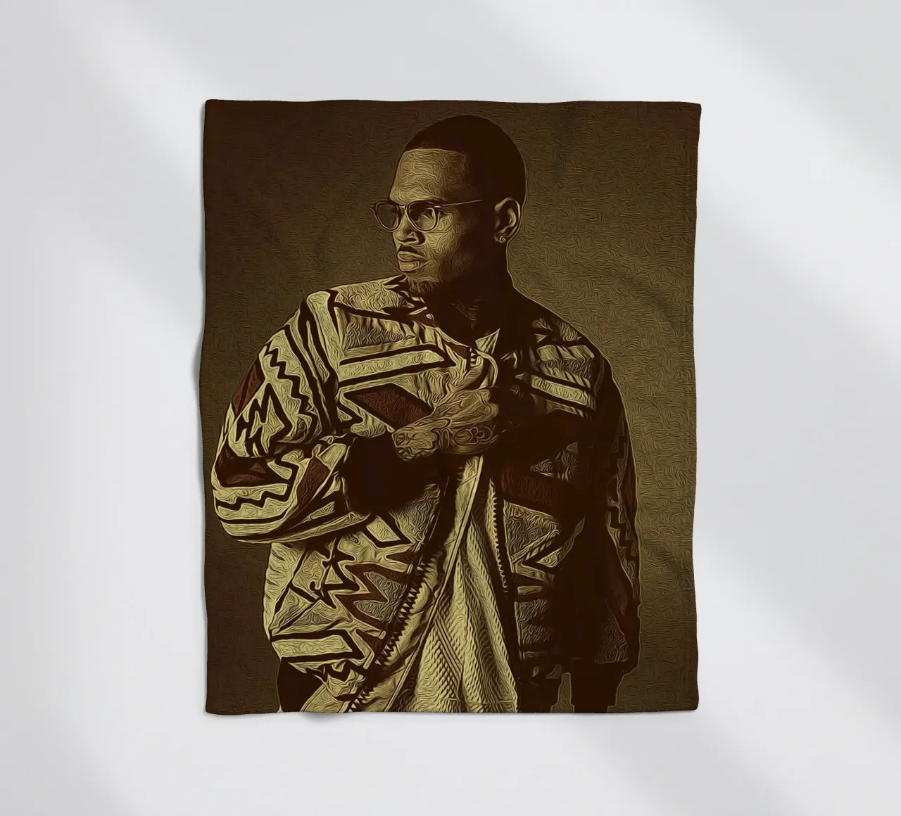 Chris Brown icona della moda coperta in pile da singpentinksale