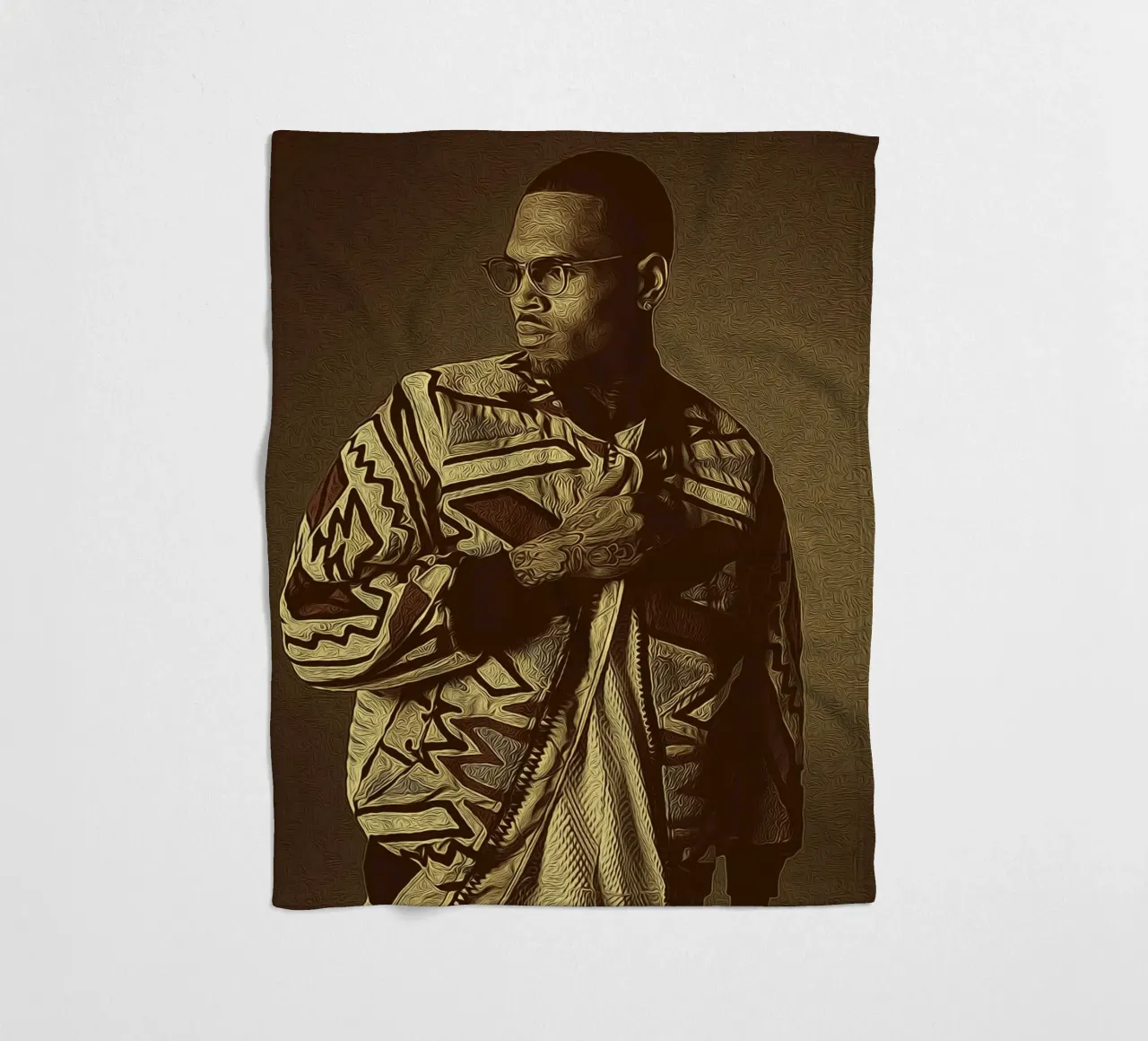 Chris Brown icona della moda coperta in pile da singpentinksale
