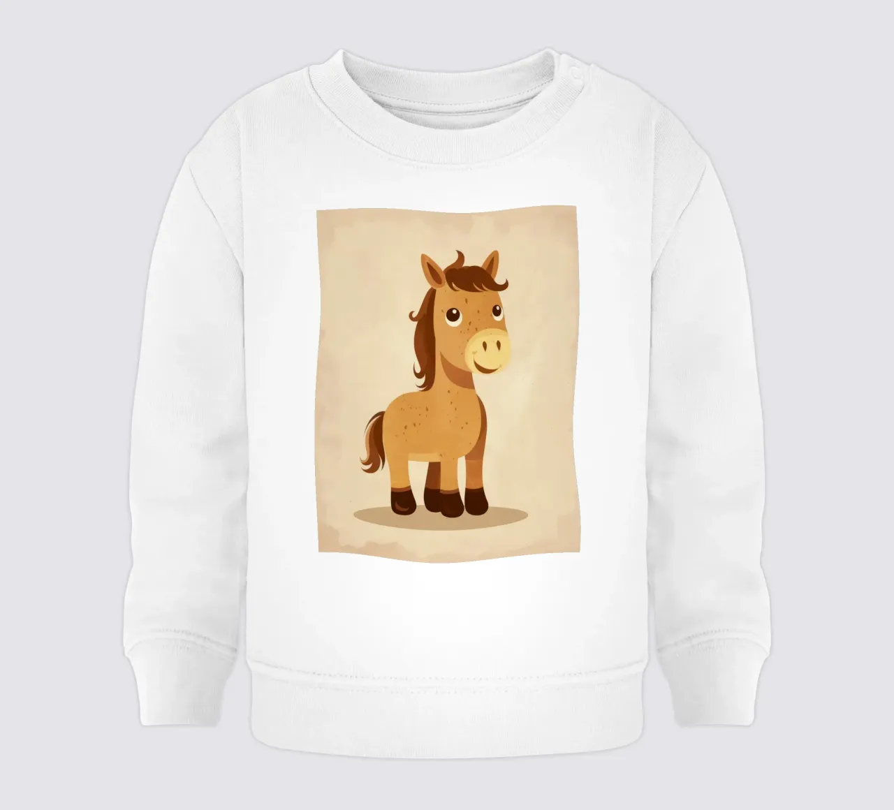 Simpatico cavallo dei cartoni animati con una faccia amichevole in piedi felpa neonato da DesignDoodle